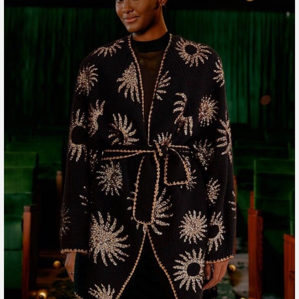 EUC FARM Rio Black and Gold Cardigan